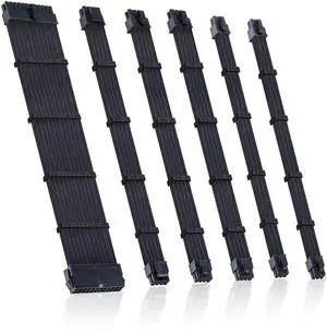 Aomoproing  Clovertale Braided ATX Sleeved Cable Extension Kit for Power Supply Cable Kit, PSU Connectors, 24 Pin, 8 Pin, 6 Pin 4 + 4 Pin, 6 Pack, with Cable Comb 24 Pieces Set 24-Pin, 8-Pin, 6-Pin