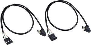 Aomoproing   USB Header to Mini USB Dupont Cable, 90 Degree Left Angle Mini USB Male to 5 Pin Motherboard Female Adapter Dupont Extended Cable (2 Pack) 50CM/1.64FT