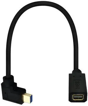 12 Inch 32.4Gbps 8K@60Hz Mini DisplayPort Extension Cable, Left Angle Male to Female Mini DP 1.4 Extender Adapter UHD Cable for HDTV Laptop Monitor Projector PS4 PS5, Support 4K@144Hz 2K@165Hz
