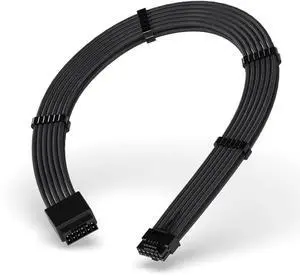 Aomoproing  GPU Power Sleeved Cable Extension, 16pin(12+4) 12VHPWR PCIe 5.0 Connector Male to Female for RTX 3090Ti 4070Ti 4080 4090, with Cable Combs-16AWG/Black