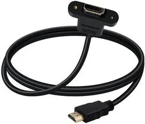 AOMOPROING HDMI Male Female Extension Cable with Panel 4K HDMI Short Extender with Screw Holes Panel Mounted, Apply to Blu Ray Players, HDTV, Xbox360, TV (1 m/3.3FT)