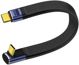 Aomoproing Short Flat USB C Cable 40Gbps High Speed Short USB C Thunderbolt 4 Cable 240W 48V 5A Support Audio & Video 8K@60Hz, for Phones, Laptops, PC (Up Down Bend, 13 cm)