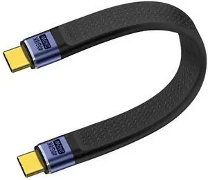 Aomoproing Short Flat USB C Cable 40Gbps High Speed Short USB C Thunderbolt 4 Cable 240W 48V 5A Support Audio & Video 8K@60Hz, for Phones, Laptops, PC (Straight, 13 cm)