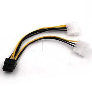 10pcs 2 IDE Dual LP4 4pin to 8 Pin PCI-E Y Molex graphic Video Card Power Cable Adapter Male to Female hot