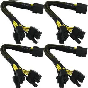 Aomoproing  COMeap GPU VGA PCIe 8 Pin Female to Dual 2X 8 Pin (6+2) Male PCI Express Power Adapter Braided Y-Splitter Extension Cable 9-inch(23cm) 4/Pack