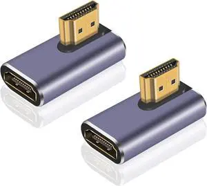 AOMOPROING HDMI 90 Degree Adapter 8k, Right Angle HDMI 2.1 Adapter, 48Gbps HDMI Male to Female Adapter Extender Connector Supports 8K@60Hz, 4K@120Hz, 3D HDR for Laptop,DVD,TV, Monitors,PS5 (2Pack)