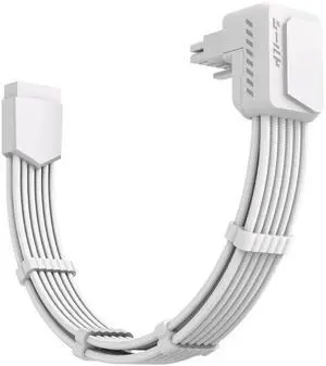 Aomoproing   Shield PCIE 5.1 GPU Extension Cable with 90 Degree 12V-2x6 Angle Adapter,16pin (12+4) 12VHPWR PCIe 5.1 PSU Cable Extension for RTX 40/50 Series with Combs-Reverse Type-White