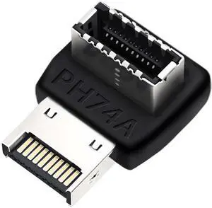 Aomoproing USB C Motherboard AdapterUSB 3.2 Type E 90 Degree Front Panel Internal Connector Header Converter for Motherboard Black C