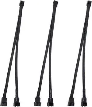 Aomoproing  Fan Splitter, 3 Pack 4 Pin PWM Fan Splitter Cable 2 Way Sleeved Braided Extension Power Cable 1 to 2 Converter for PC Matherboard, Desktop Computer CPU Fan 10.6 inches