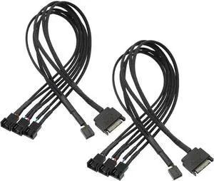 Aomoproing  SATA to 3 Pin 4 Pin PWM Fan Adapter Splitter Hub for 12V Desktop Computer Cooler Case Fans, 2 Pieces Packing