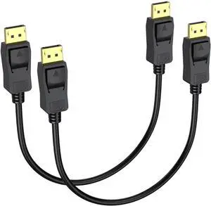 AOMOPROING DisplayPort Cable 1 FT 2-Pack, (Display Port) DP to DP Male to Male Cord, Gold-Plated, Supports 4K@60Hz, 2K@165Hz Compatible for Monitor, Computer, Laptop, Graphics Card, Docking Station