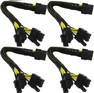Aomoproing 18 Gauge 8-Pin Female to Dual 8 Pin (6+2) Male 30.5 cm (12-inch) 18 AWG PCI-E GPU Miner Graphics Video Card VGA Sleeved Braided Woven Extension Power Cable Splitter Black Swan Mining 4/Pack
