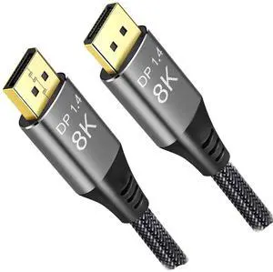 AOMOPROING 8K Displayport to DisplayPort 1.4 Cable 33ft /10m, Ultra HD 4K 144Hz, 8K 60Hz, HBR3(7680x4320 Resolution), High Speed 32.4Gbps, Long Nylon Braided DisplayPort 1.4 1.2 Cable 33ft
