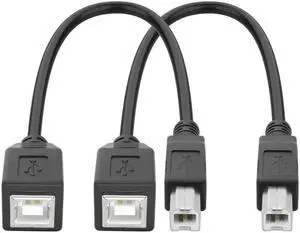 Aomoproing USB 2.0 Type-B Printer Extension Cable USB-B Male to Female Print and Data Transfer Cable Cord Printer Short Extension Wire for Scanner Fax HDD and More -25CM/98.INCH 2PCS