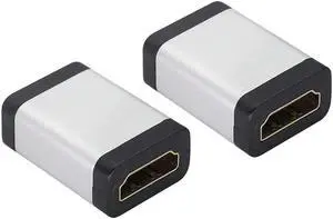 HDMI Adapter 4K HDMI Connector Female to Female Coupler,Aluminum Alloy HDMI Extender,with 4K@60hz,3D and HDR for HD TV,Computer,PC,Monitor,Laptop,Projector,DVD Player,PS 4/3(2Pack/Silver)