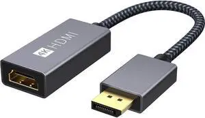 AOMOPROING Active DisplayPort to HDMI Adapter, Unidirectional 4K@60Hz DP to HDMI Adapter, [Updated New Model], Display Port to HDMI Compatible for HP, ThinkPad, AMD, NVIDIA, Desktop and More - Grey