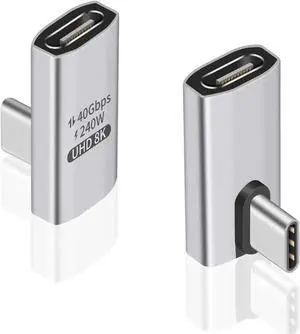Aomoproing 90 Degree USB C Adapter - 240W Right Angle USB C Adapter with 40Gbps, 8K@60Hz Video Display for Thunderbolt4/3, Laptop, Tablet, Phone