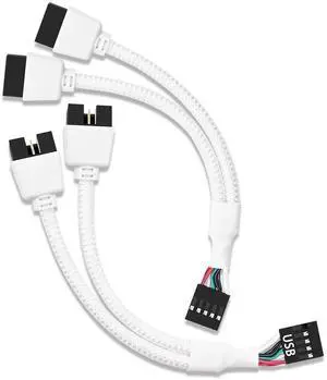 Aomoproing USB Header Splitter, Motherboard 9 Pin USB 2.0 to Dual 9 Pin Extension Header Cable for PC Computer Internal Motherboard USB Hub White (Pack of 2)