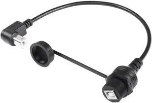 Aomoproing USB 2.0 Type-B 90 Degree Printer Cable,Waterproof Type B Flush Mount Car Mount Extension Printer Cable,for Car Truck Boat Motorcycle Dashboard,Sync Printing and Data Transferring (UP 0.3M)