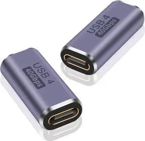 Aomoproing USB C Female to Female Adapter, 100W USB C Coupler, 40Gbps Type C Extension Extender Adapter Support Thuderbolt 4 Cable for Docking, Galaxy, 2-Pack