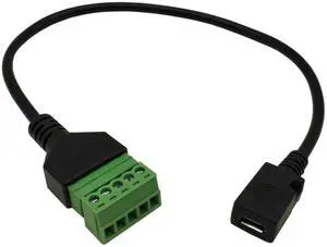 Aomoproing Micro USB Female to 5 Pins Screw Terminal Solderless Charging and Data Transfer Converter Adapter Extension Cord