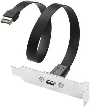 Aomoproing USB 3.1 Front Panel Header Type-C Extension Cable with Panel Mount Screw 10 Gbps Type-E 20Pin Male to USB-C Female Adapter Cable with Half Height Bracket,30cm/11.8inch (Half Height 1 Port)