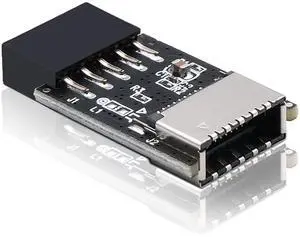 Aomoproing USB2.0 Internal Header (9-Pin) to USB3.1/3.2 Type-C (20-Pin) A-Key Front Panel 180 Degrees Adapter, Extend USB Type E Ports to PCs Front Panel USB Ports