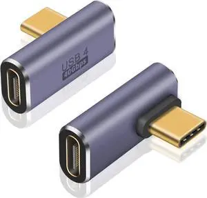 Aomoproing USB C Right Angle Adapter 40Gbps, 8K@60Hz, 100W USB C 90 Degree Adapter, Right Angle Type C Male to Female Extender Thunderbolt 4 Connector for iPhone/Tablet/PC/Galaxy S23, 2-Pack