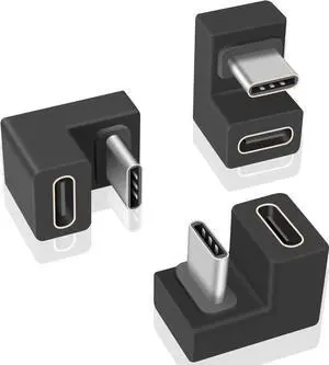 Aomoproing USB C U Shape Adapter, 3-Pack USB C 180 Degree Adapter, 10Gbps USBC to USBC Extension Adapter with (Type-C 3.1 Gen 2) Data Fast Charging Connector for Mobile Phone, Laptop,Galaxy