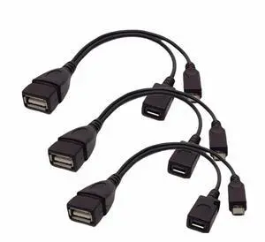 Aomoproing [3 Pack] USB Port Adapter,2 in 1 Micro USB OTG Cable with Micro USB Power for FireStick 4K, Replacement for Amazon Fire-TV, Compatible with LG Samsung Android Phone Tablet etc-Black