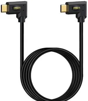 2ft USB 4.0 Type C Cable, Bidirectional 40Gbps Data, 240W PD Charging, 8K@60Hz Video, Left Right to Left Right Angle Male Cord for Thunderbolt 4/3, Smartphones, Laptops, Monitor, Gaming Console