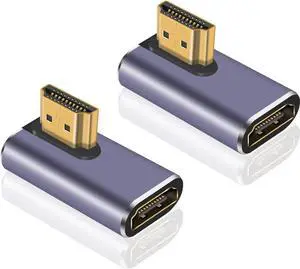 AOMOPROING 8K HDMI 90 Degree Adapter, Left Angle HDMI Male to Female Extension Adapter Support 48Gbps Bandwith, 8K@60hz Resolution for 3D HDR, Laptop,DVD,TV, Monitors,PS5 (2-Pack)