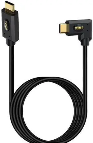 2ft Bidirectional USB 4.0 Type C Cable, 40Gbps Data, 240W PD Charging, 8K@60Hz Video, Straight to Left Right Angle Male Cord for Thunderbolt 4/3, Smartphones, Laptops, Monitor, Gaming Console