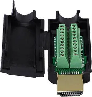 AOMOPROING HDMI Solderless Adapter Gold Plated HDMI Extension Cable Connector Signals Terminal Breakout Board Free Welding Connector with Plastic Cover Screwdriver
