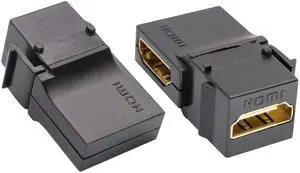 AOMOPROING 90 Degree HDMI Keystone Coupler, Gold Plated 90 Degree HDMI Keystone Jack Insert Female to Female 3D 4K Coupler Adapter for Wall Plate (Black/2 Pack)