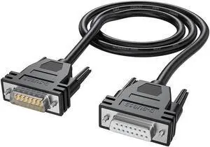 Aomoproing  Db15 Male To Female Extension Cable 5Ft Cord Black 26Awg Tinned Copper Wire Core D-Sub 15Pin Shielded Cable Soliconnector (5Feet /1.5M, Male To Female)