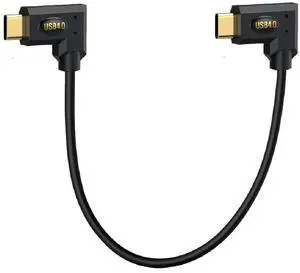 1ft Bidirectional USB 4.0 Type C Cable, 40Gbps Data, 240W PD Charging, 8K@60Hz Video, Left Right to Left Right Angle Male Cord for Thunderbolt 4/3, Smartphones, Laptops, Monitor, Gaming Console