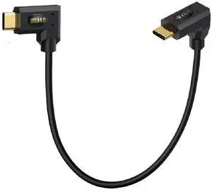 1ft Bidirectional USB 4.0 Type C Cable, 40Gbps Data, 240W PD Charging, 8K@60Hz Video, Left & Right to Up Down Angle Male Cord for Thunderbolt 4/3, Smartphones, Laptops, Monitor, Gaming Console
