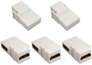 AOMOPROING 90 Degree HDMI Keystone Adapter Gold Plated Right Angle HDMI Female to Female Keystone Jack Insert 3D 4K 60HZ Coupler Adapter for Wall Plate (White/5 Pack)