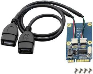 Mini PCI-E to Dual 5 Pin 2 Prots USB Adapter,Mini PCI Express to 5 Pin 2 Port Female USB2.0 Converter Card Expansion Card for USB Wireless Mouse Receiver,USB Bluetooth Adapter USB WiFi Adapter Etc.