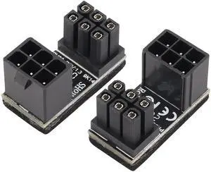 Aomoproing  (2Pack 180 Degree ATX 6Pin Female to Male Connector PCI 6 Pin to 6 Pin PCI Express Video Card Power Adapter for Desktop Graphics Card (Down/6 Pin)