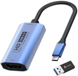 AOMOPROING Video Capture Card, USB3.0 HDMI to USB-C Capture Device, Stream & Record at 2K@30FPS 1080P@60FPS, Compatible with iPad Mac OS Windows, Quest 3, OBS, Zoom, PS5/4, Switch, Xbox (Blue)