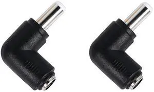 Aomoproing  DC Power Connector Adapter 90 Degree Angle DC5.5 x 2.5mm Male Plug to 5.5x2.1mm Female Jack Adapter Coupler DC 5521 Female to 5525 Male Converter 2pcs