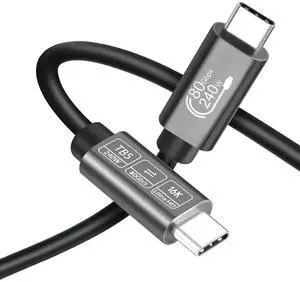 AOMOPROING USB4 for Thunderbolt 5 Cable 3.3ft (1m) 80Gbps, 240W PD Fast Charging, 16K/8K Video, Compatible with MacBook Pro/Air, iPad Pro, Dell XPS, Surface Laptop, Galaxy Book