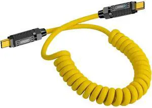 Aomoproing Coiled USB C to USB C Cable 140W, 20Gbps Spring Coiled USB Type C Charger Cable, 8K@60Hz Video Transfer Type C Fast Charging Cord for iPhone,MacBook,Max Stretched 5ft