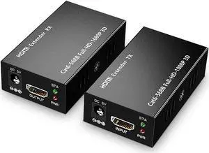 AOMOPROING HDMI Extender 196ft/60m Over LAN Single CAT5e/CAT6A/CAT7,HDMI to RJ45 Network Adapter,RJ45 to HDMI Uncompressed 1080P@60Hz,Direct 1 to 1 Extender,Network LAN,Network Extension