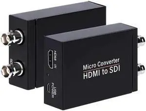AOMOPROING HDMI to SDI, HDMI to SDI Converter Two SDI Output Audio Embedder Support HDMI 1.3, 3G/ HD-SDI Auto Format Detection Extender for Camera CCTV (Black)
