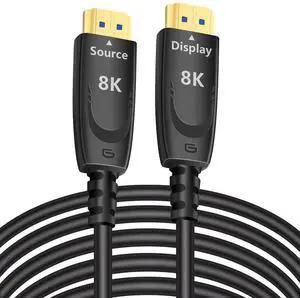 8K Fiber Optic HDMI Cable 50ft Long HDMI Cord 4K@120Hz 8K@60Hz 48Gbps 2.1 Ultra High Speed Gaming HDR eARC HDCP in Wall Rated Compatible with Fire TV Soundbar PS5 PS4 Xbox 1440p 240Hz Monitor