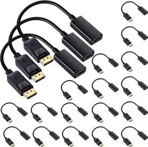 AOMOPROING 20 Pack DisplayPort (DP) to HDMI Adapter Uni Directional DP to HDMI Display Cable Male to Female for Standard DP Port Computer Laptops 4K Transfer Projector Monitor TV Screen Converter