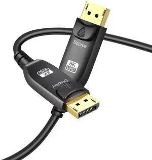 AOMOPROING 8K Fiber Optic DisplayPort Cable 1.4 60Ft / 20M, Ultra HD 4K 144Hz, 8K 60Hz HBR3, High Speed 32.4Gbps, Slim and Flexible, Long Copper DP Display Port 1.4 1.2 Cord